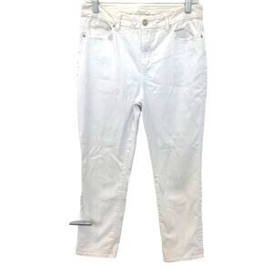 Chico's White Jeans 1 US8 M So Slimming Girlfriend Mid Rise Crop Coastal Cowgirl